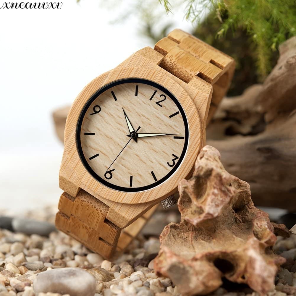 温かみのある 竹製の腕時計 手作り 日本製クオーツ メンズ 天然木
