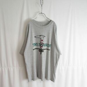 TRUSSARDI ビッグシルエット Tシャツ 半袖 プルオーバー トップス Lサイズ ゆったり メンズ ユニセックス 半袖Tシャツ トラサルディ グレー