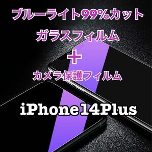 iPhone14Plus用ブルーライトカットガラスフィルム ＋カメラ保護フィルム