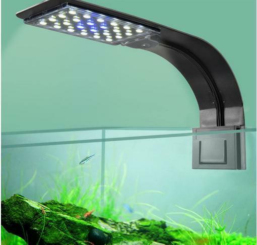 アクアリウムライト 水槽 ライト 小型水槽ランプ 10W 24LED（20白4青）30-60CM 水槽対応 水槽照明 観賞魚 熱帯魚 水草育成 ブラック 