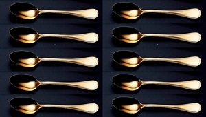 * Lucky wood 24 gold finish French accent coffee spoon 10P high class 18-10 stainless steel use 24 gold finishing made in Japan 