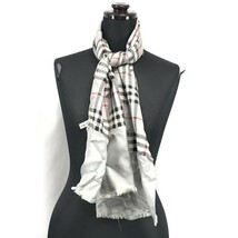 90s/Vintage☆Burberrys☆100％シルク/マフラー/スカーフ【124×35/グレー/Gray/チェック柄】Scarf〇YCM68_画像2