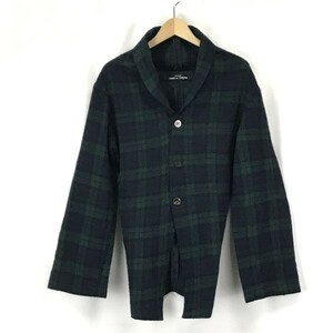 AD1992/ Vintage 90s*tricot COMME des GARCONS* collar attaching cardigan / jacket [Women's -M/ green check ]Jackets/Cardigan*YBH51