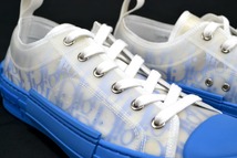 新品 定価約12万 DIOR B23 Low Top Sneaker WHITE BLUE ディオール B23 ロートップ スニーカー オブリーク キャンバス　ホワイト ブルー 42_画像5
