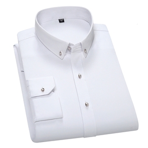D611-M新品DCKMANY■長袖シャツ メンズ ドレスシャツ 無地 ノーアイロン ビジネス カジュアル ワイシャツ シルクのような質感/ホワイト