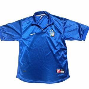 NIKE ナイキ 1996-97年 サッカー イタリア代表 ユニフォーム M ゲームシャツ　ビンテージ　サッカーイタリア代表 半袖シャツ 青 UK製