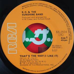 V-RECO◆7'EP-j◆K. C. & The Sunshine Band KC＆サンシャイン・バンド◆【That's The Way (I Like It) ザッツ・ザ・ウエイ】■SS-2504■の画像4