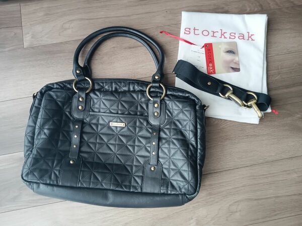 storksak Elizabeth Quilted Leather マザーズバッグ　牛革　ブラック