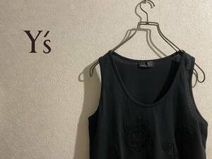 ◯ Y's Yohji Yamamoto フラワー 刺繍 タンクトップ / ヨウジヤマモト カットソー ノースリーブ ブラック 黒 2 Ladies Mens #Sirchive