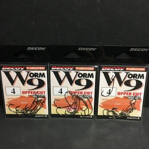 新品・即決　カツイチ ワーム9 アッパーカット (Worm9 Upper Cut) #4 9本入 NS Black フック　3個セット　送料94円〜　備