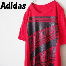 【大人気】adidas アディダス デカプリントTシャツ レッド USサイズS アメリカ輸入品/513_画像1