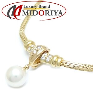 ミキモト MIKIMOTO ネックレス パール8ミリ ダイヤモンド チャーム取り外し可能 2WAY K18YG イエローゴールド / 290085【中古】