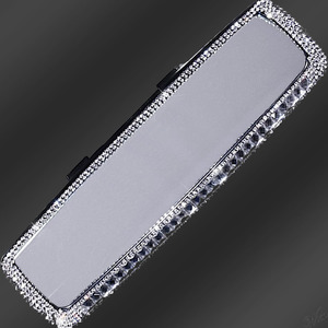 * in car . brilliant ...* room mirror silver rhinestone tool un- necessary easy installation automobile accessory interior dress up elegant 