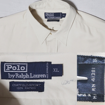 アメリカ購入品 美品 POLO RALPH LAUREN ポロ ラルフローレン CHATFIELD SPORT レーヨン １００％ シャツ クリーム XL_画像8