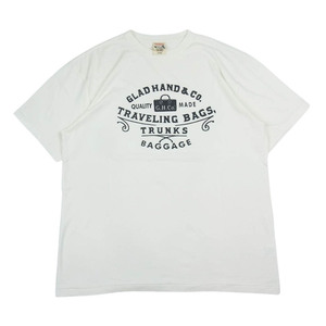 GLADHAND & Co. グラッドハンド TRAVELING BAG TRUNKS トラベルバッグ プリント 半袖 クルーネック Tシャツ ホワイト系 XL【中古】