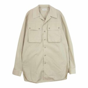 ルメール LEMAIRE 22SS M221 SH190 国内正規品 MILITARY SHIRT ミリタリー シャツ オープンカラー ベージュ系 46【中古】