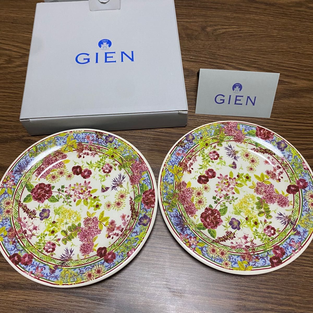 Gien ジアン 希少 オリーブ 16 5センチ プレート ホワイト系 中皿