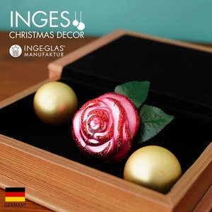 クリスマスツリー 飾り オーナメント INGE-GLAS MANUFAKTUR [不思議の国のアリス］バラ rose ピンク 5cm［10034S020］