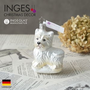 クリスマスツリー 飾り オーナメント INGE-GLAS MANUFAKTUR スコティッシュ・テリア（犬） 動物 アニマル 白 10cm［10006S016］