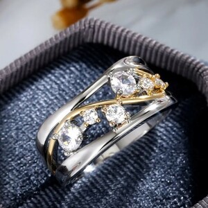 S925 CZ diamond sparkling wine ru bar ring lady's ring 