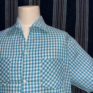 50s 60s half sleeve shirt 50年代 60年代 ギンガムチェック シャツ ボックス 開襟 アメリカ製 ロカビリー ロカシャツ オープンカラー