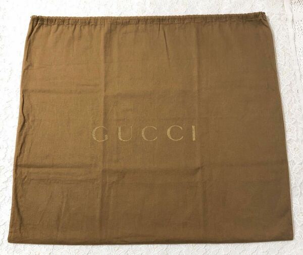 グッチ「GUCCI」バッグ保存袋 旧型（2646) 正規品 付属品 内袋 布袋 巾着袋 ブラウン 布製 62×55cm 特大サイズ