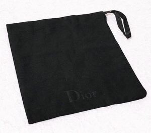 クリスチャン・ディオール「Christian Dior」小物用保存袋 (2616) 正規品 付属品 内袋 布袋 巾着袋 巾着ポーチ 布製 ブラック 19×21cm