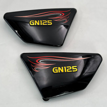 スズキ GN125 用 カスタム サイドカバー ブラック レッドフレア 左右セット 社外品 新品B級品_画像1
