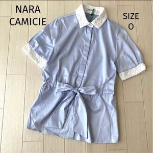 NARA CAMICIE ライトブルー　半袖シャツ　レース　クリーニング済