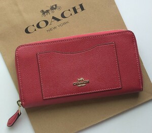 【新品】COACH　コーチ　長財布　ラウンドジップ 　レッド　赤色