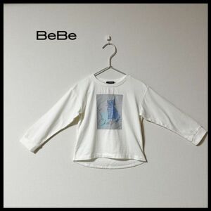 【BeBe】ネコ　アート　プリント　ビッグ　長袖　Ｔシャツ　ロンＴ　１１０ｃｍ Tee