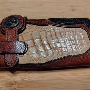 長財布 本革 ハンドメイド クロコダイル ワニ ウォレット 手作り 革作り バイク ハーレー ツーリング インディアン