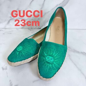 GUCCI☆グッチ☆スリッポン☆スニーカー☆シューズ☆エメラルドグリーン☆イタリアサイズ36（23cm）☆スエード☆