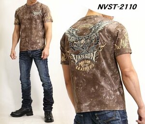 【セール価格！半額！】VANSON イーグル 天竺半袖Tシャツ　NVST-2110－ブラウンタイダイ－サイズM