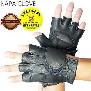 NAPA GLOVE ナパグローブ フィンガーレスグローブ 【525GP】XSサイズ｜指切り 指ぬき 黒 ブラック 鹿革 半指