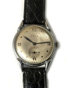 1940～50年代 ANCRE アンクル 15Jewels スモセコ ブルースチール針 35mm 手巻 中古