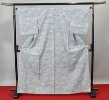 紬 つむぎ リメイク素材 菊 花 流水文 楓 おしゃれ 身丈159cm 裄丈65cm ★着物 pb-1168_画像1