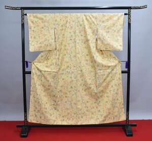 【着物屋ほたる】 紬 つむぎ 楓 紅葉 割文 おしゃれ 身丈152cm 裄丈64cm ★着物 pb-673