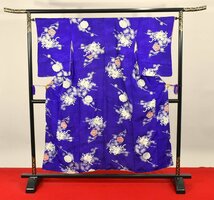 小紋 着物 アンティーク 花 菊 おしゃれ 身丈145.5cm 裄丈65cm ☆kb-4666_画像2