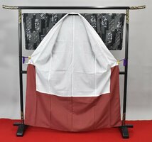 【着物屋ほたる】小紋 着物 黒色 花 モダン 可愛い おしゃれ 身丈159cm 裄丈66cm　★ kb-3305_画像8