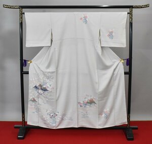 附下訪問着 披露宴 秋草文 花 風景 リメイク素材 身丈150cm 裄丈64.5cm ★着物 パーティー t‐885