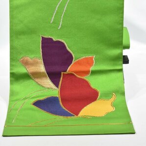 【着物屋ほたる】袋帯 六通柄 蝶々 黄緑色 可愛い おしゃれ 帯丈440cmの画像5