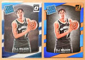 DJ WILSON (D・J・ウィルソン) 2017-18 ROOKIE RATED トレーディングカード 2枚セット 【NBA,ミルウォーキーバックス,MILWAUKEE BUCKS】