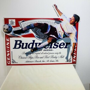 Budweiser/バドワイザー 大型　看板　サッカー　金属製　ホーロ　スポーツ　インテリア　ガレージ　暑さ約1mm　X417