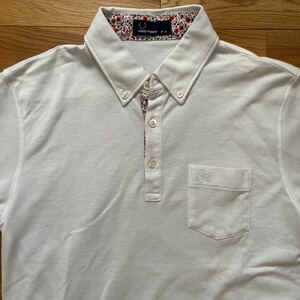  Fred Perry * embroidery entering button down polo-shirt * white *JP-M size floral print men's for man 