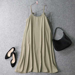  earth earth music&ecology calm did A line Silhouette long camisole One-piece light beige long height flair FREE