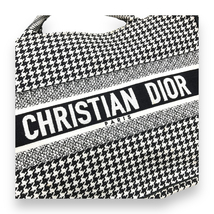 クリスチャン・ディオール Christian Dior ブックトート ミディアム 千鳥格子 ホワイト×ブラック トートバッグ レディース 中古_画像9