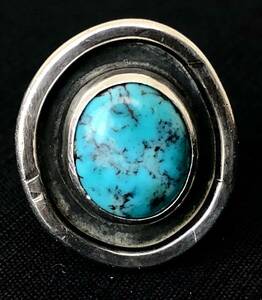 Art hand Auction Storm Crow Silver Turquoise Ring Ring Fabriqué en Angleterre Bijoux autochtones faits à la main STORM CROW SILVER Willow 6697, anneau, argent, N°12~