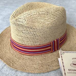 新品 定価9790円 エクアアンディーノ 中折れハット マルチカラーリボン  Ecua-Andino hats パナマ リボンハット ユニセックス 柳7576の画像1