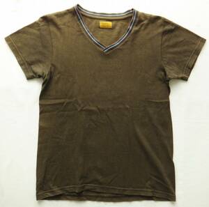 ブラウンバイツータックス Brown by 2 tacs Vネック Tシャツ　　無地T 古着